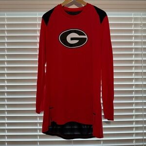 Nike Mens M Georgia Red & Black Dri-FIT Long Sleeve Shirt Bulldogs Dawgs